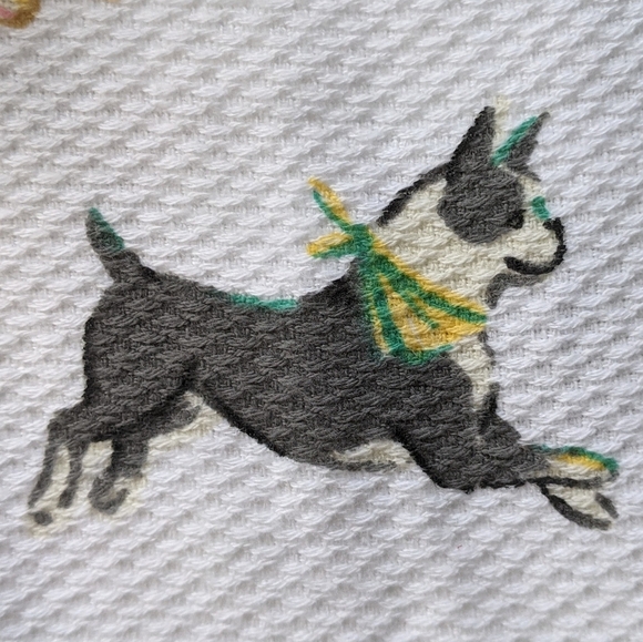 Boston Terrier Various Breed Dog Print Kitchen Towel Set Of Two White Multi NWT - Picture 4 of 14